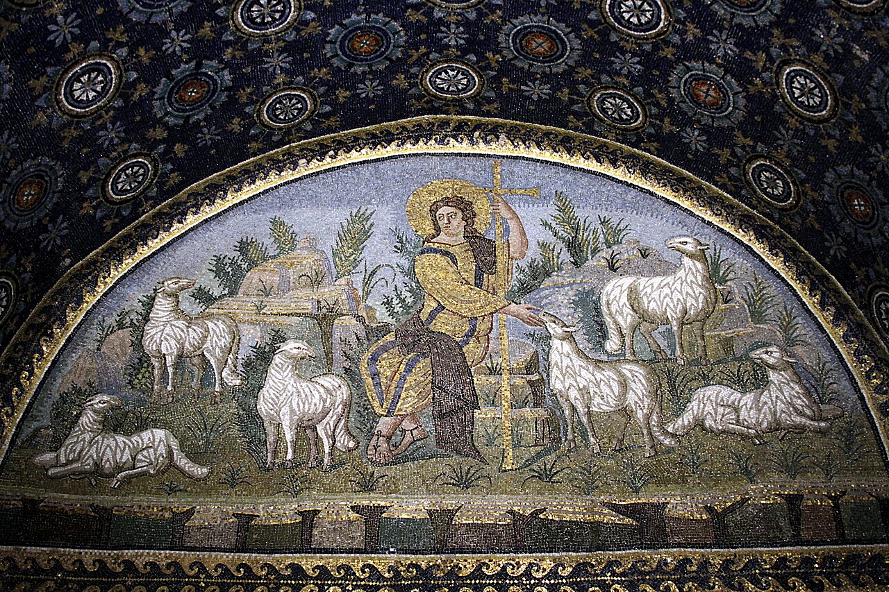 Mosaico do Bom Pastor no Mausoléu de Gala Placídia, em Ravena